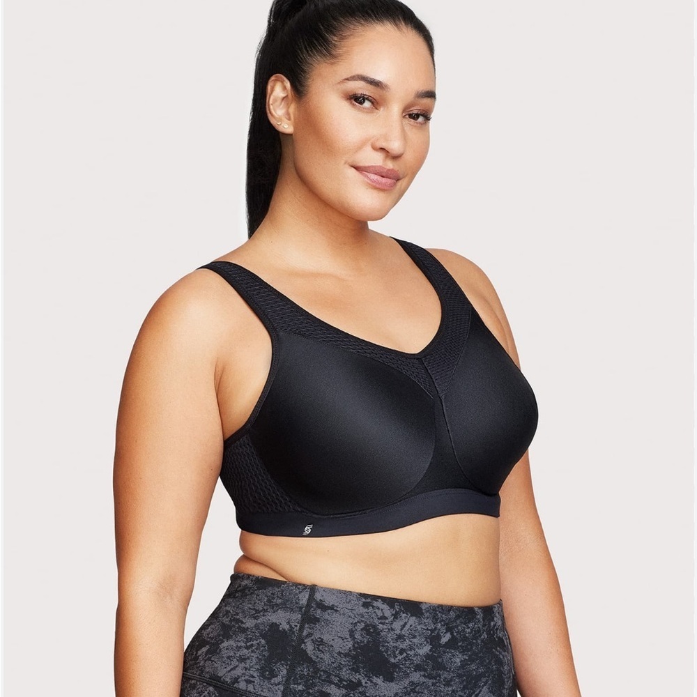 GLAMORISE Sport‎ black wire-free magic lift high impact sports bra Sz 42 DD